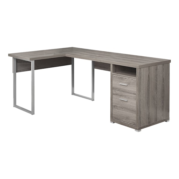 Computer Desk, Home Office, Corner, Storage Drawers, 80"L, L Shape, Work, Laptop, Metal, Brown